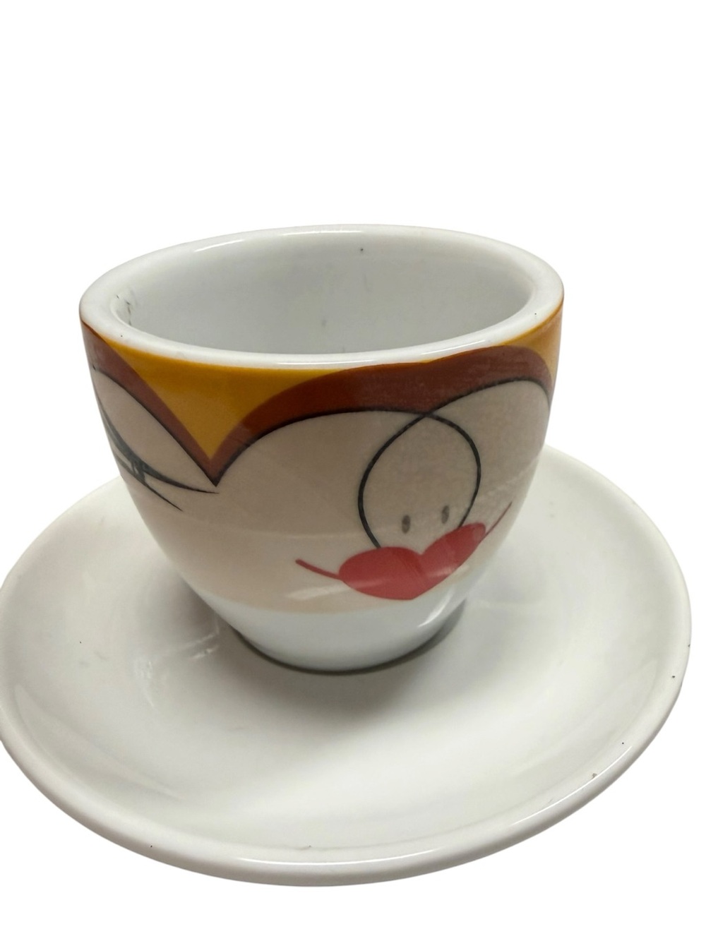 Vintage Sarica Retro Free Time Yellow & Brown Espresso Cup with Saucer